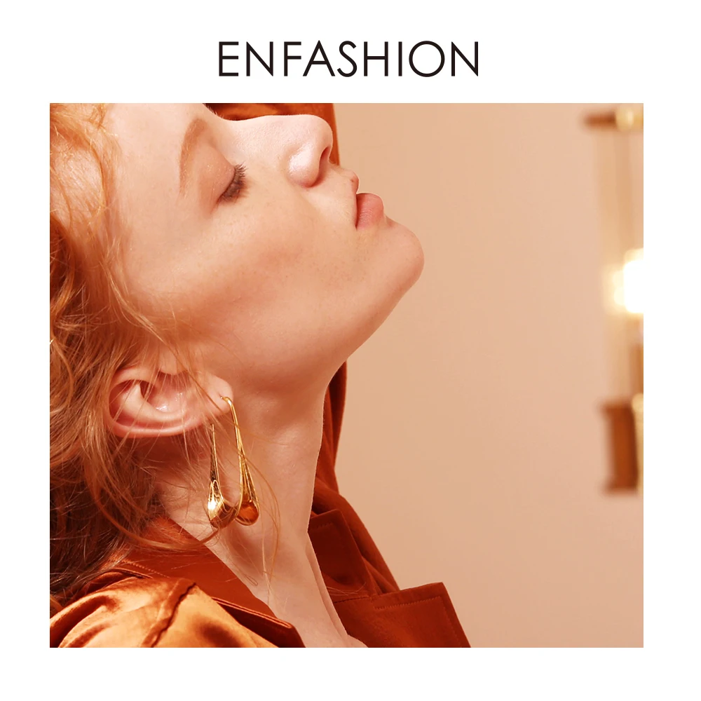 Женские серьги подвески ENFASHION с металлическими лепестками золотого цвета
