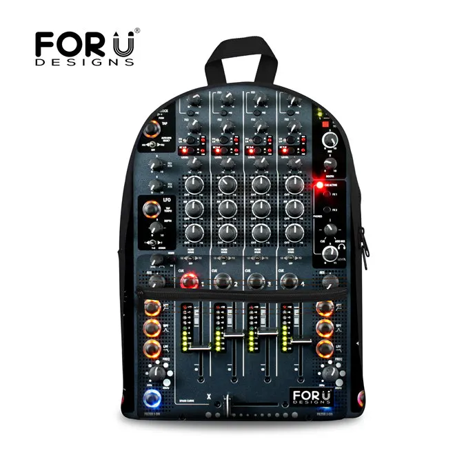 FORUDESIGNS/для женщин рюкзак Панк DJ музыка печати рюкзаки для подростков обувь девочек и мальчиков проигрыватель дизайн Mochila Feminina - Цвет: Светло-желтый