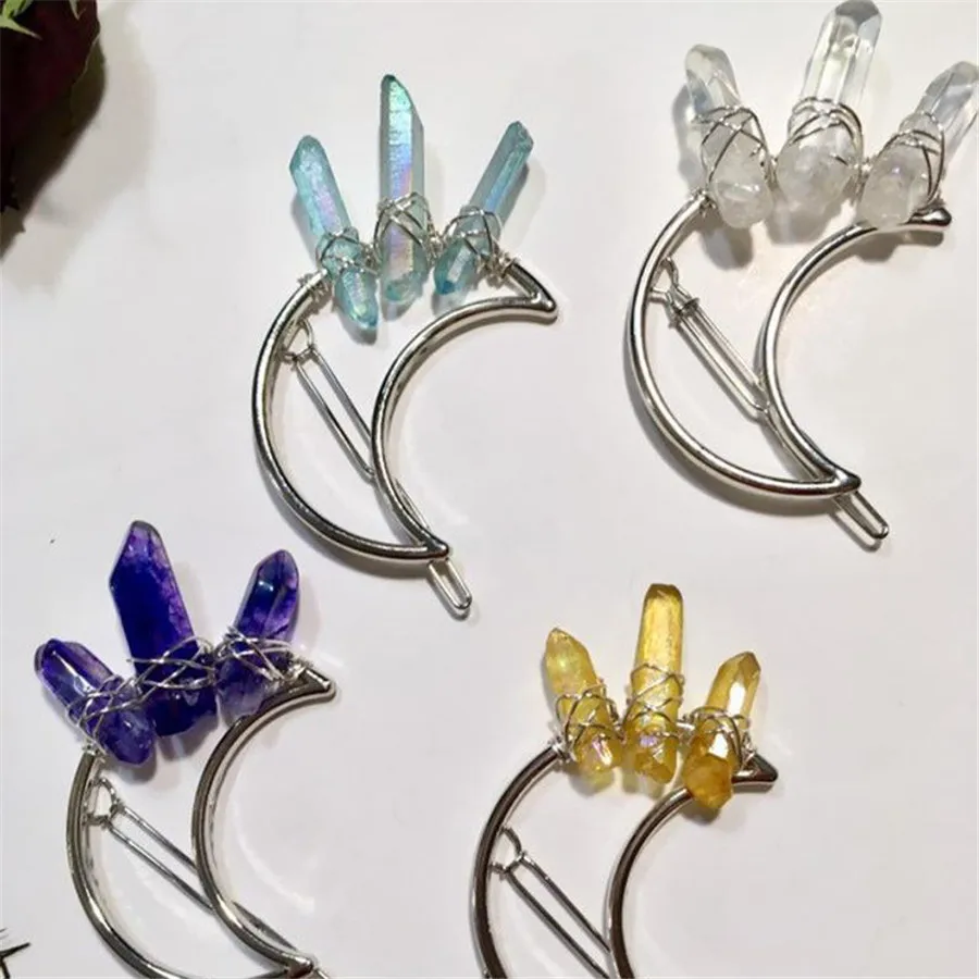 

Moon Crystal Hair Clip Aura Quartz Hair Accessory Moon Hair Barrette Crystal Barrette