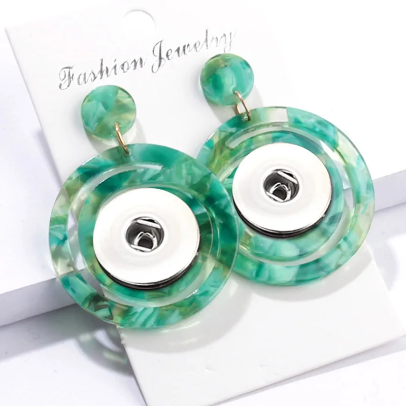 green fit 18mm Сменные 034 модные круглые ацетатные пластины серьги подходят 12 мм 18 мм Кнопка, защелка для женщин Подвески Серьги ювелирные изделия подарок - Окраска металла: green fit 18mm