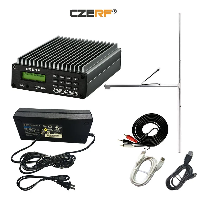 Бесплатная доставка CZE 15B 0w до 15w беспроводной fm передатчик 87 108MHz Регулируемый с 1/2