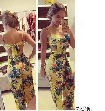 Комбинезон женский с цветочным принтом модный Свободный комбинезон в полную