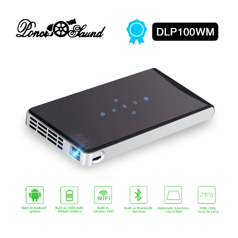 DLP 100WM мини-проектор Android мультимедийный проектор встроенный wifi Bluetooth 2000 мАч