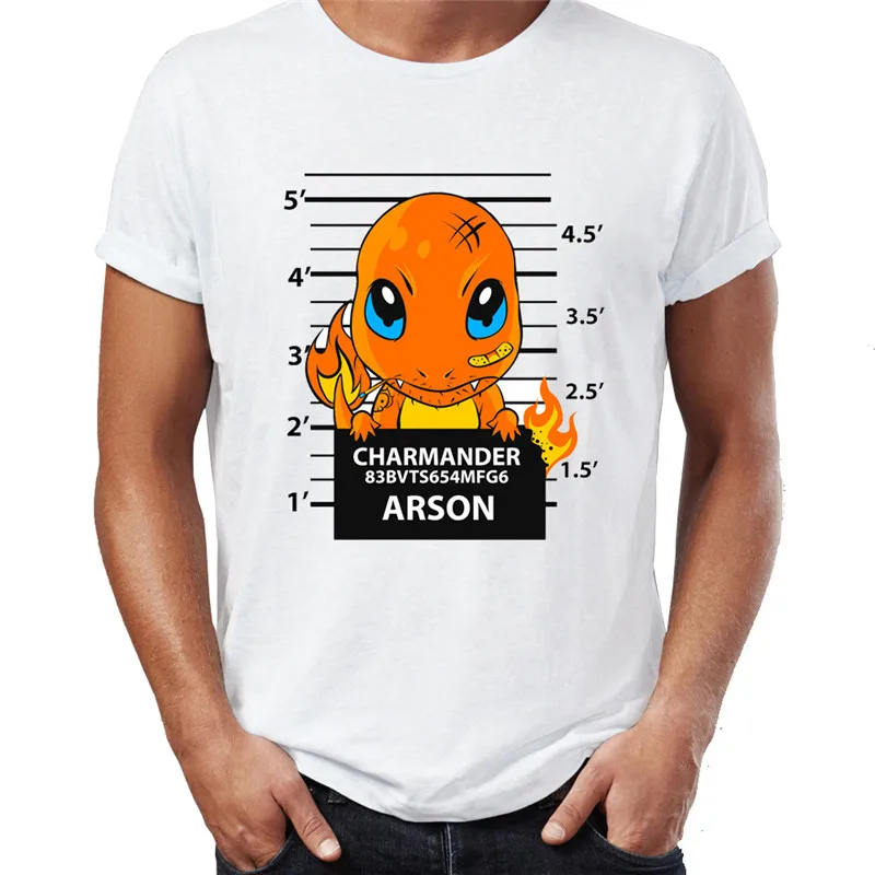 Модная мужская футболка Charizard Pikachu Squirtle Pokemon Mugshot Badass Artsy хипстерские мужские топы
