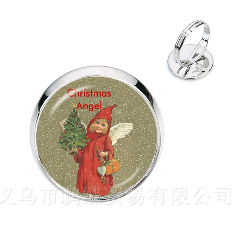 2018 новые рождественские Регулируемые кольца с ангелом милые Мультяшные