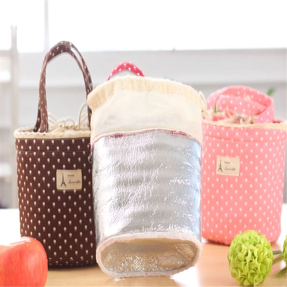 Портативный Ланч бокс OCARDIAN на шнурке изолированный из хлопка и льна с круглым