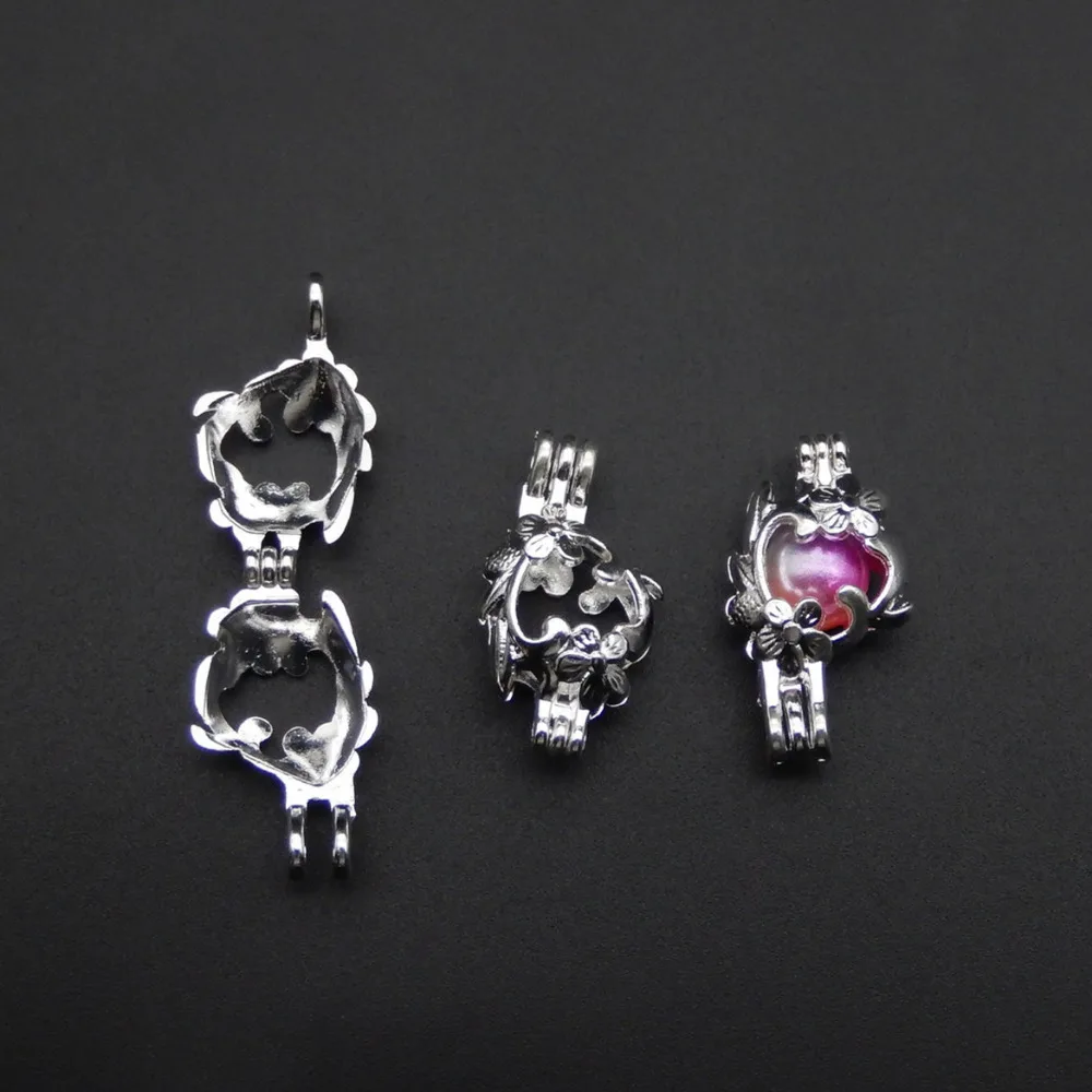 Яркая Серебряная подвеска в виде корзины цветов 10 шт. искусственный жемчуг