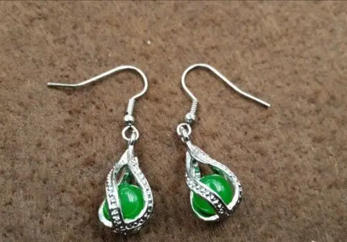 Зеленый малайский жадеит серьги женские модели jadeite передачи бисера|jadeite
