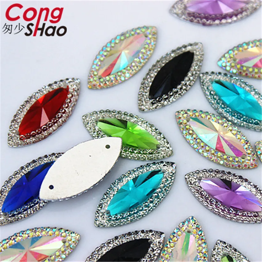 Красочный конский глаз Cong Shao 100 шт. 11*24 мм стразы из смолы с плоской задней