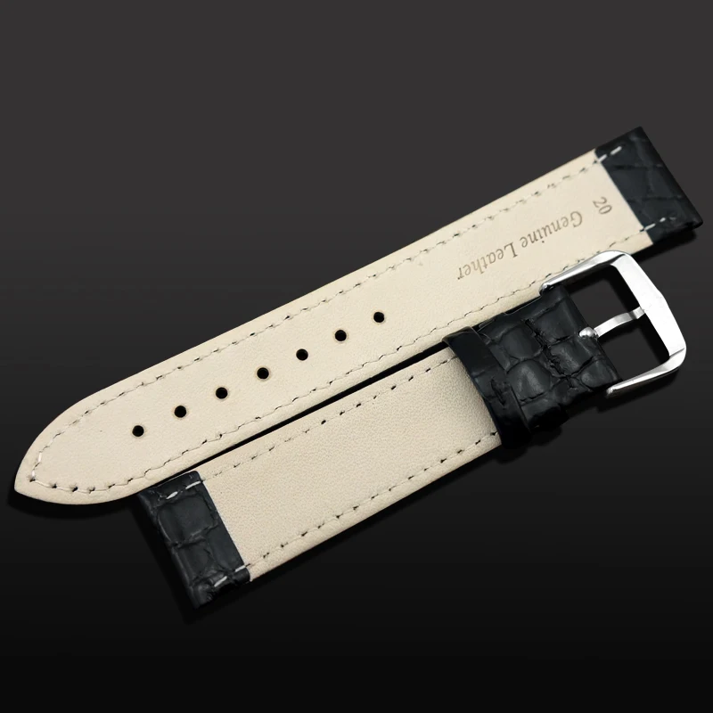 MAIKES Watch Accessories Genuine Leather Watch Strap Crocodile pattern Wrist Band Soft Watchbands 12mm -20mm Black Bracelets