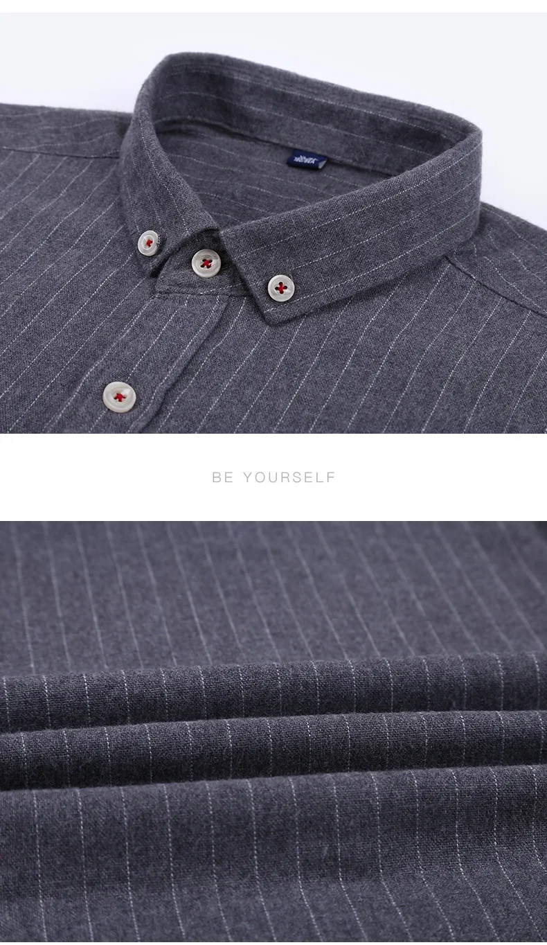 Фланель тканевые рубашки хлопок отлично Удобная Slim Fit кнопку воротник рубашки мужские деловые и повседневные полосатые рубашки с принтом