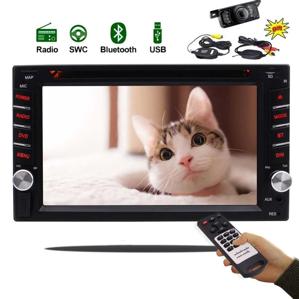 Bluetooth автомобильный без gps стерео в тире 1080P DVD CD плеер Автомобильный аудио 2 Din 6