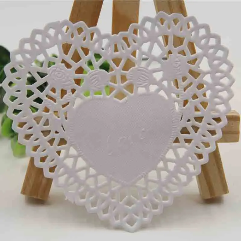 Креативное ремесло 4 дюйма в форме сердца белые бумажные кружевные бусины