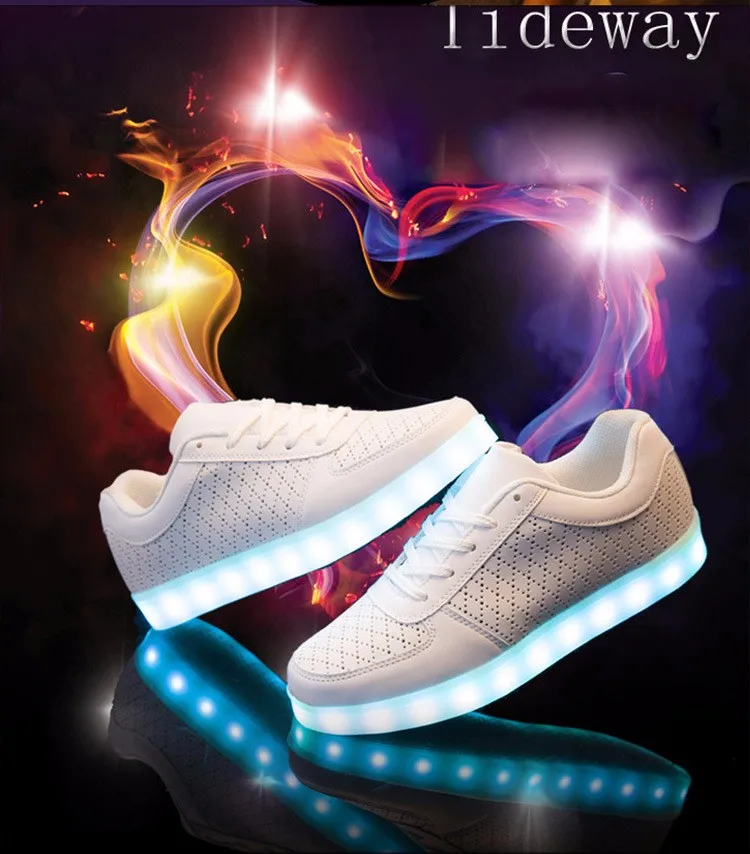 Цветные мокасины на шнуровке унисекс Клубная обувь со светодиодной подсветкой