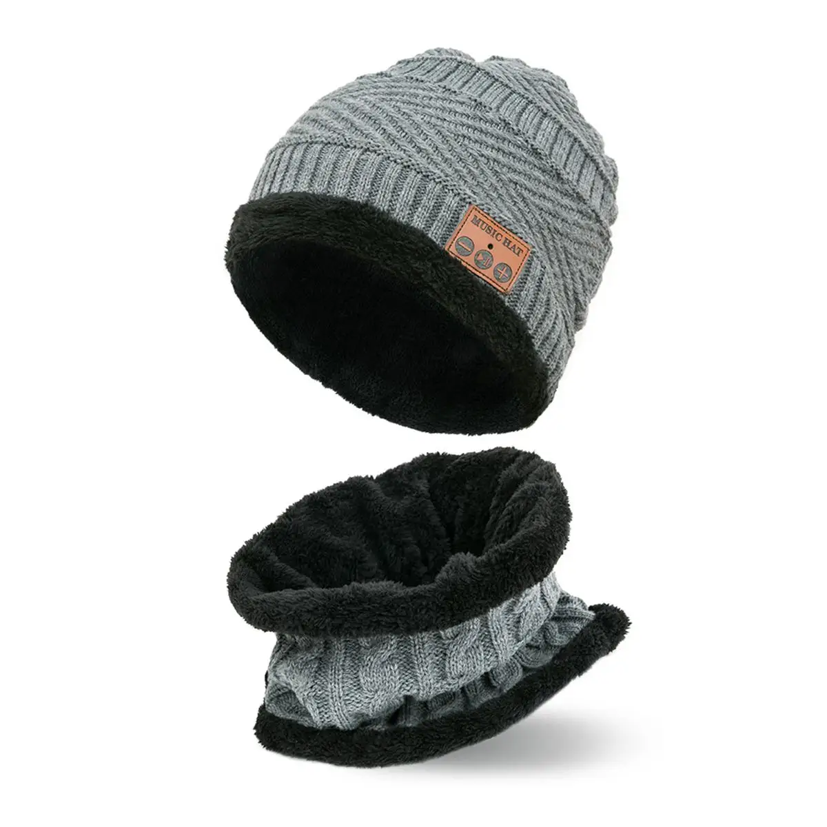 Grey with Bib Зимние bluetooth наушники, музыкальная шапка, беспроводные наушники, гарнитура с микрофоном, спортивная шапка для sony, стерео музыкальные кепки - Цвет: Grey with Bib