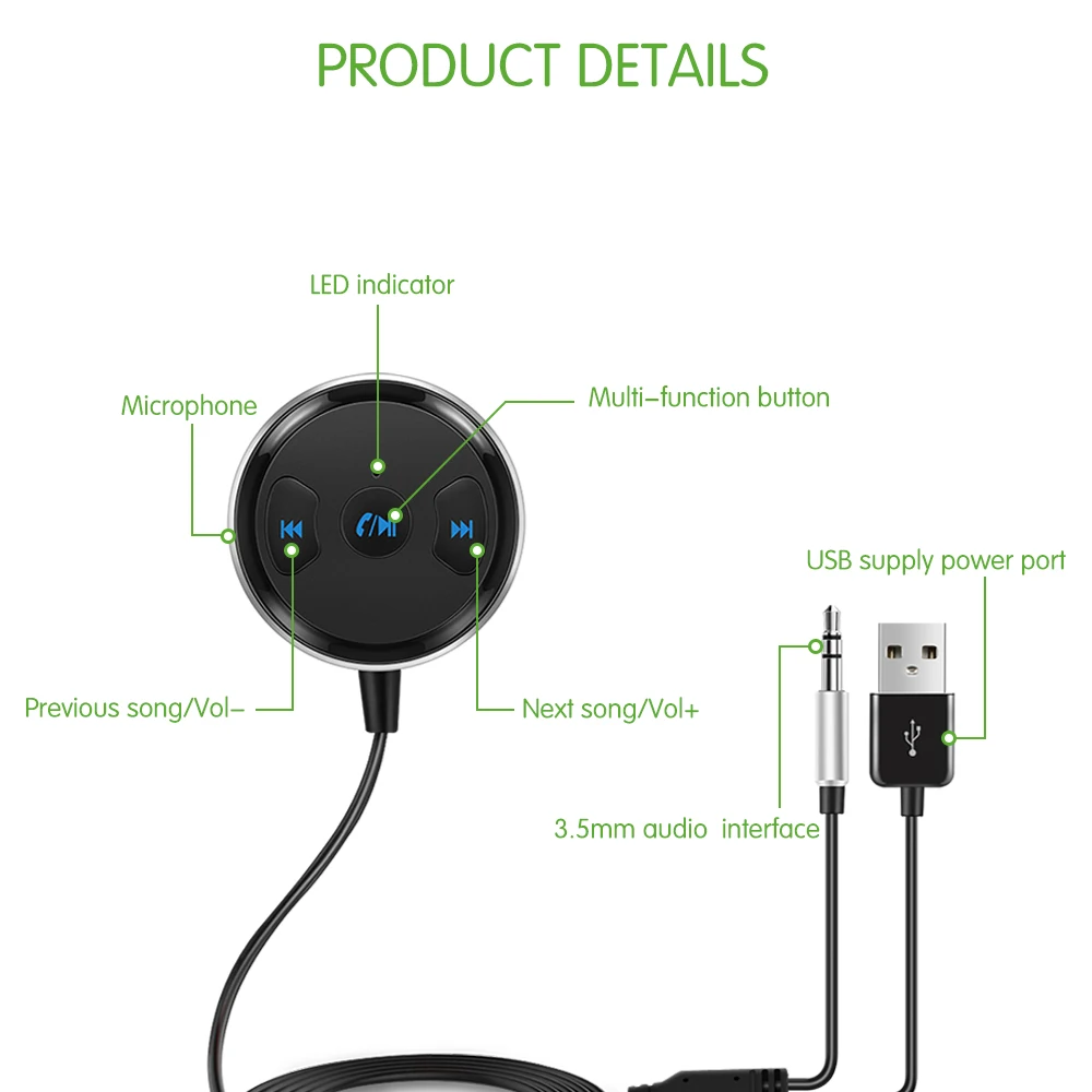 Onever Bluetooth Receiver Music Audio Adapter Hands-free Car Kit AUX A2DP Streaming Stereo systems for Speaker | Автомобили и