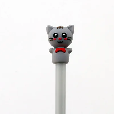 Темно-серый 1 шт. Kawaii креативный 3D Кот черные чернила гелевая ручка милый котенок мультфильм серый/фиолетовый/белый/розовый гелевая ручка канцелярские принадлежности для школы/офиса - Цвет: Темно-серый
