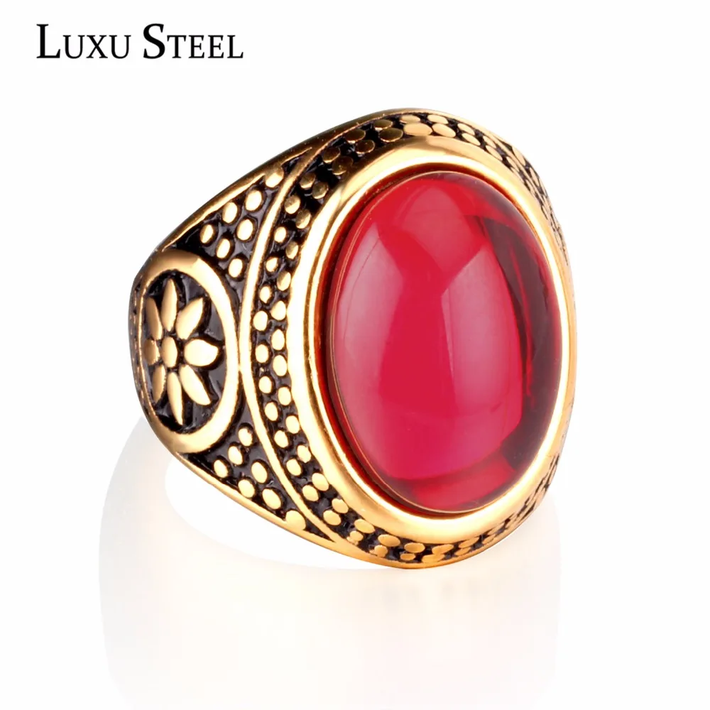Обручальные кольца из нержавеющей стали LUXU красного цвета вечерние для помолвки