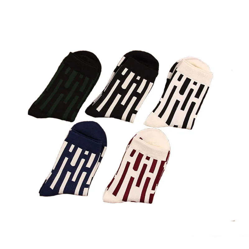 Мужские носки из чесаного хлопка модные короткие в полоску Новинка простой