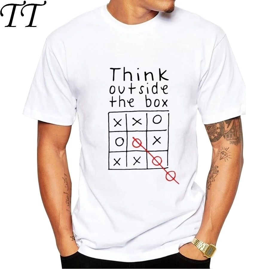 Мужская футболка с коротким рукавом Think Out Side Cool The Box круглым вырезом Забавные