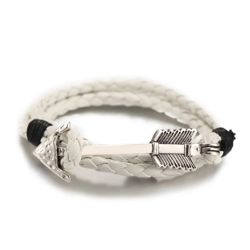 Silver White Новое поступление многослойный амулет кожаный Винтаж бронза Стрелка браслет с подвеской «Якорь» для мужчин и женщин, влюбленных подарок - Окраска металла: Silver White