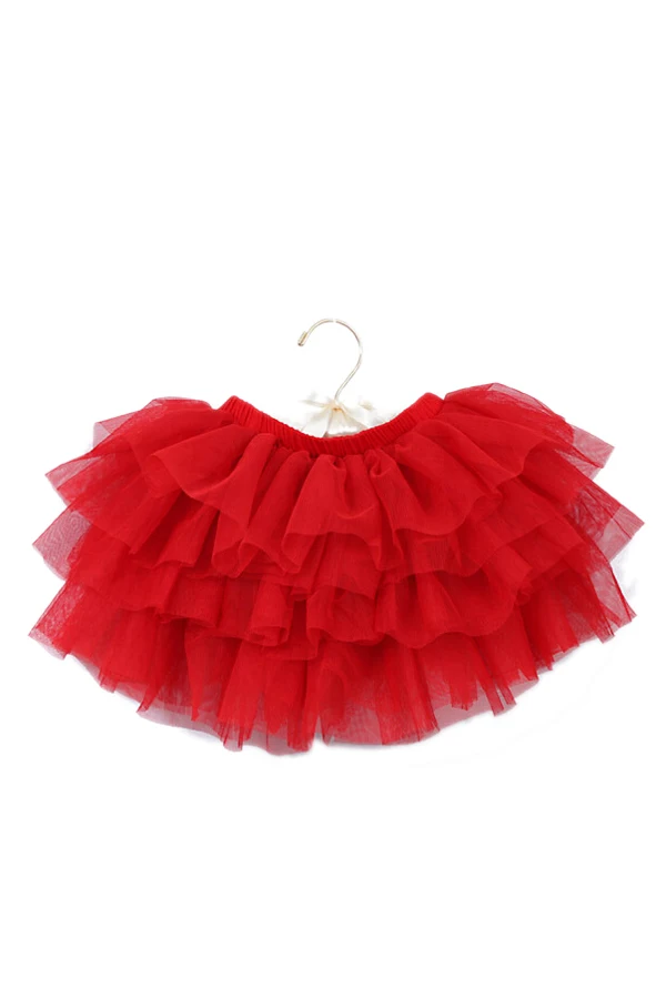 Красный ABWE принцессы с юбкой-пачкой для маленьких девочек юбки pettiskirt короткие Мини-платья кружевная танцевальная одежда летние фатиновые юбки шифоновые яркие Fille юбка - Цвет: Красный