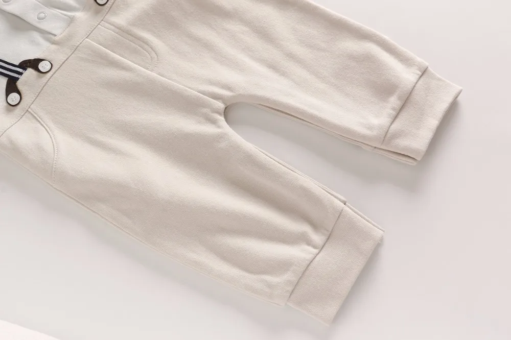 Vlinder 2018 new boy baby shoulder strap gentleman body suit tattoo to imitate two pieces of clothes long Sleeve Jumps |