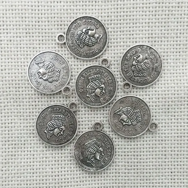 Серьги, фурнитура для монет, королевские головы, ювелирное изготовление, кисточка, Лариат, ожерелье, соединитель, подвески, застежки, бусины в тибетском стиле, разделители, ремесло - Цвет: 21x17mm antique silv