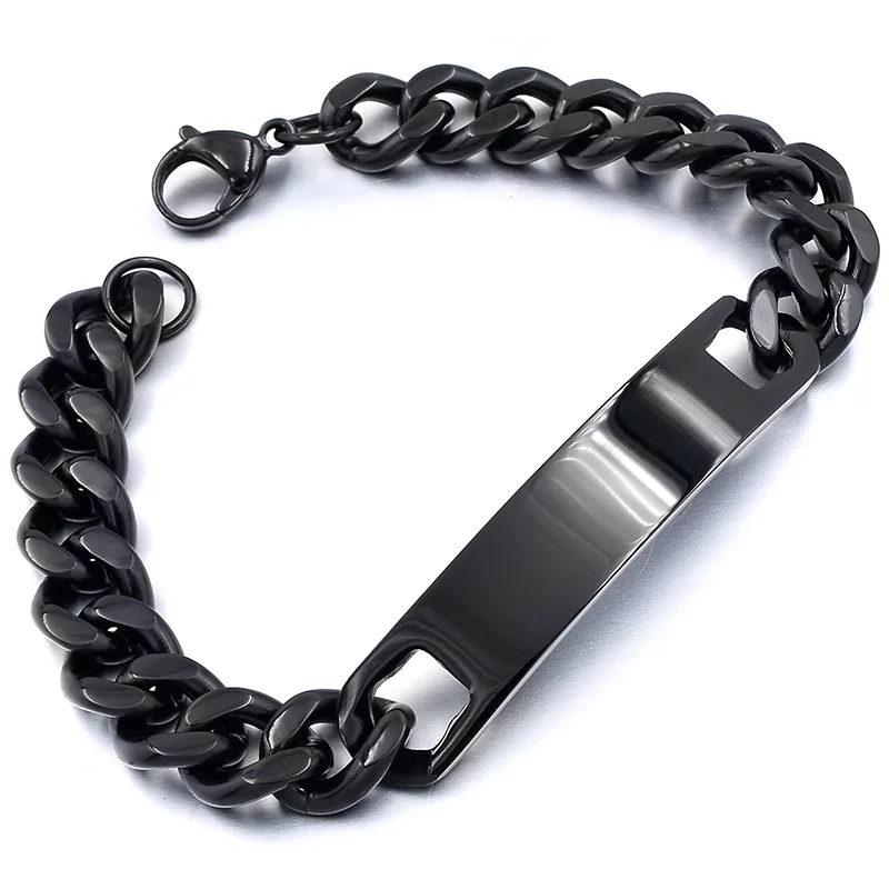 black color GOKADIMA модный браслет из нержавеющей стали с ручной цепочкой для мужчин, новинка, ID браслет, ювелирные изделия - Окраска металла: black color