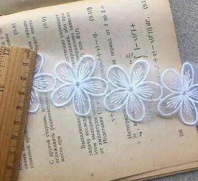 White 2 Хлопок вышитый белый цветок кружевной ткани Дубай шитье DIY отделка Тюль аппликация лента воротник свадебное платье Гипюр Декор - Цвет: White 2