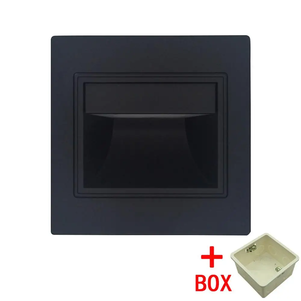Black with Box Встраиваемый светодиодный настенный светильник s 1,5 Вт AC85-265V Встраиваемый светодиодный светильник для лестниц, коридоров, настенные лапки, теплый/холодный белый - Цвет абажура: Black with Box