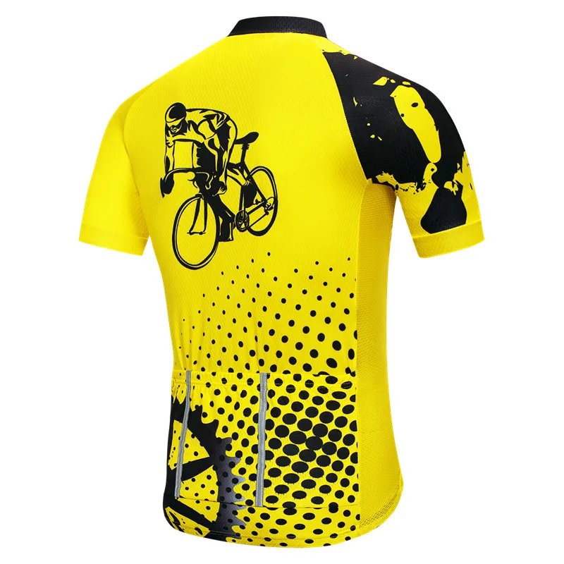 Pro MTB Bike Jersey Shirt - Yellow Spandex Cycling Jersey Tops/Short Sleeve Bike Clothing - Summer Style - Women/Men - Bike Team image 2