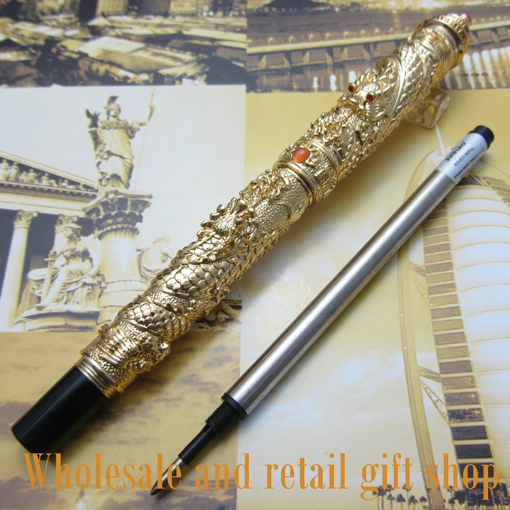 Jinhao L300 китайские двойные драконы играют с жемчугом и строительные ролики ручка в