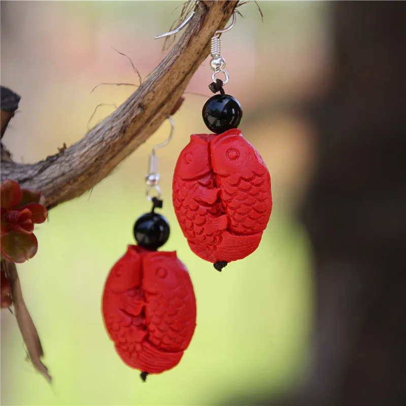 Национальный Ветер благоприятный Твин серьги рыбки девушки лаковые Свадебные