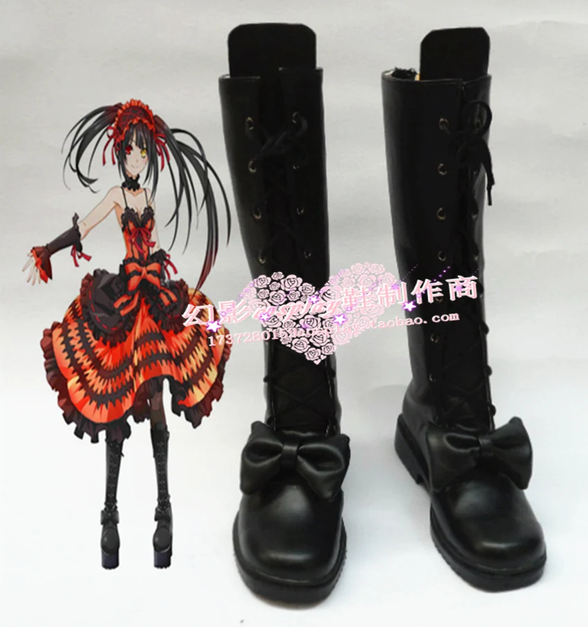 

Date A Live Tokisaki Kurumi Black Long Cosplay Shoes Boots H016