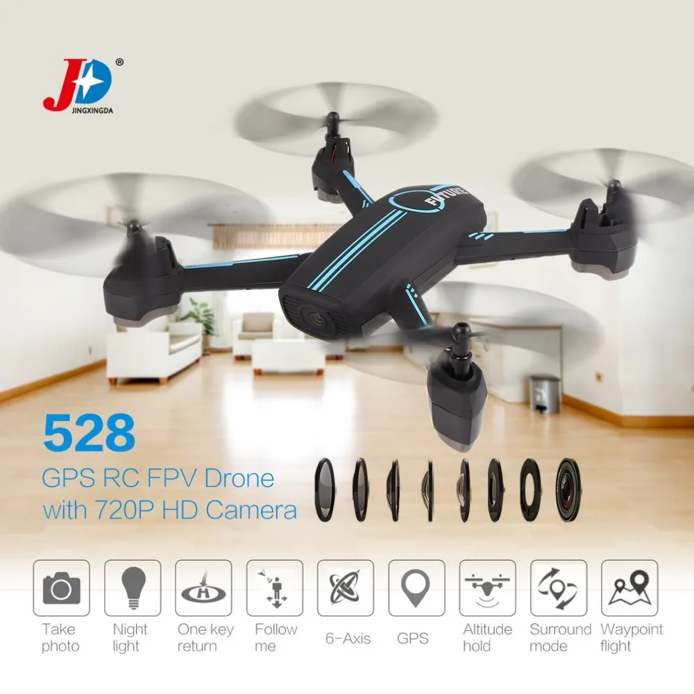 JINXINGDA 528 gps позиционный RC FPV Дрон Квадрокоптер с 720P HD Wifi камера в режиме реального