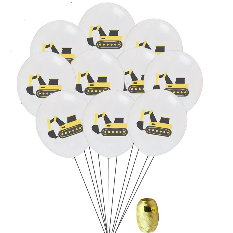Для мальчика на день рождения украшения Желтый экскаватор воздушных шаров из