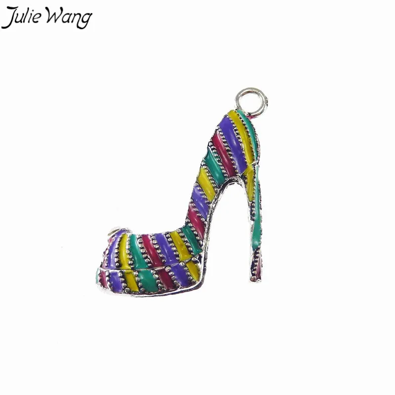 Julie Wang 4 шт. эмалированные Подвески на высоком каблуке из сплава красочная женская