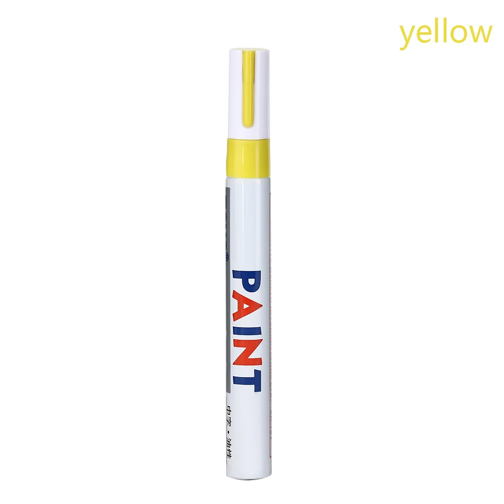 Yellow 1 шт. красочный масляный маркер ручка для краски резина для шины Металл для стекла, дерева, камня Водонепроницаемая масляная ручка Школьный набор канцелярских принадлежностей - Цвет: Yellow