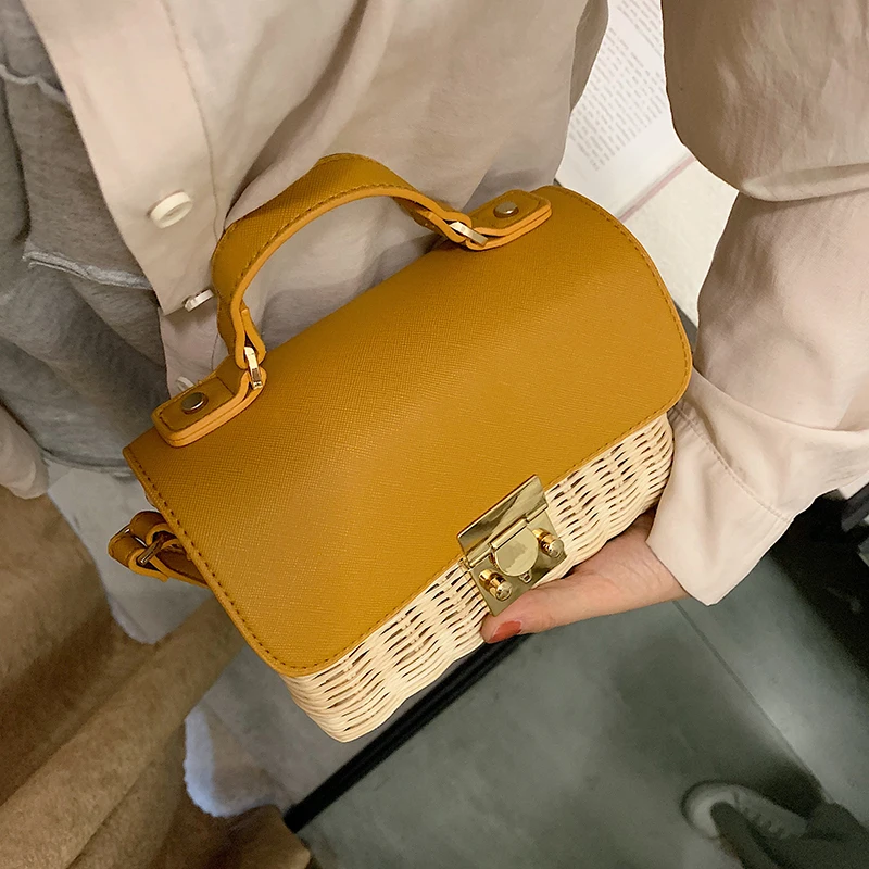 2019 European fashion simple box designer handbag high quality PU leather woven single shoulder diagonal cross bag qq326 | Багаж и сумки