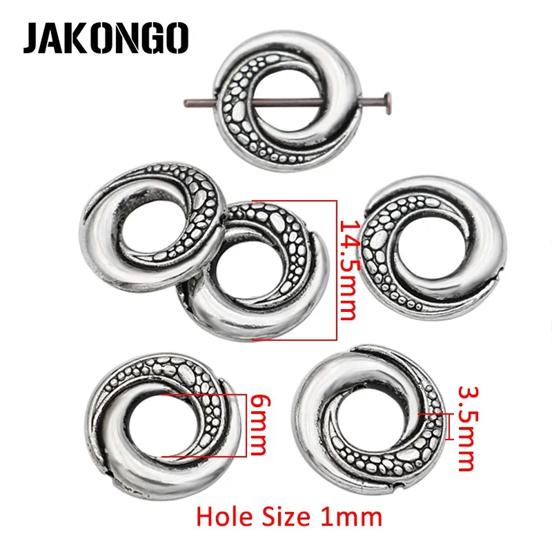 JAKONGO 10 шт. Античная Посеребренная круглая рамка из бисера для изготовления