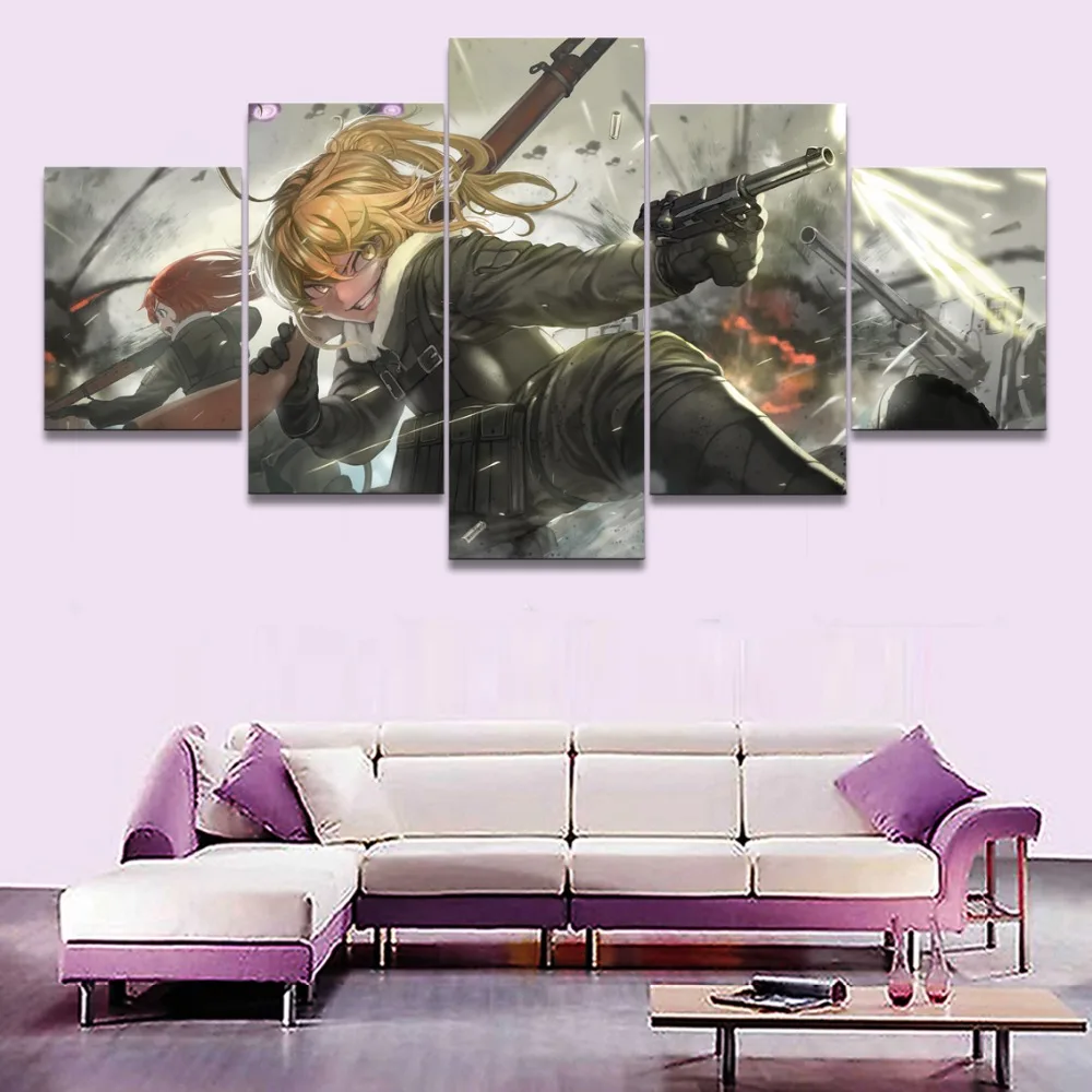 5 Pieces Painting Anime Youjo Senki Wall Art Decoration Poster Home Decor Living Room Canvas Printed Pictures Artwork Cuadros | Дом и сад