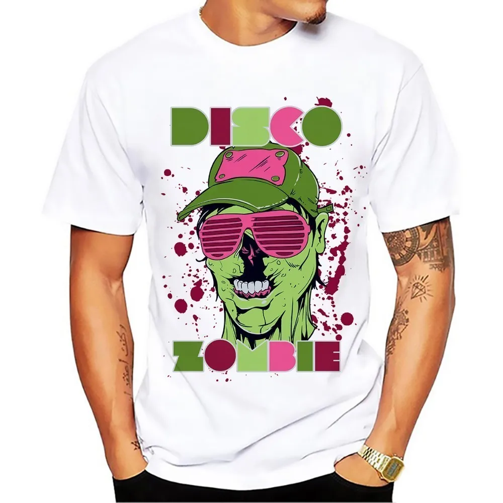 Хип-хоп диско зомби забавная Футболка мужская 2018 летняя новая белая Повседневная