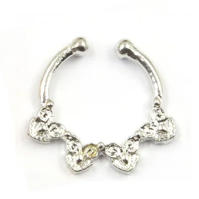 30 шт. Новое поступление серебро и розовое Золотое кольцо в нос ложная перегородка