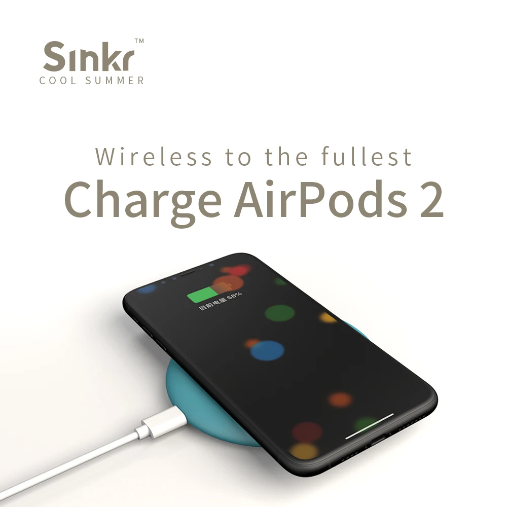 Беспроводное зарядное устройство Sinkr 10 Вт для iPhone X XR Xs Max 8 8plus Airpods huawei P30 Pro mate samsung