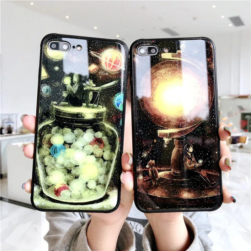 Ourpho модный светящийся чехол для телефона из закаленного стекла iphone XS MAX XR 6 6s 8 7 plus X