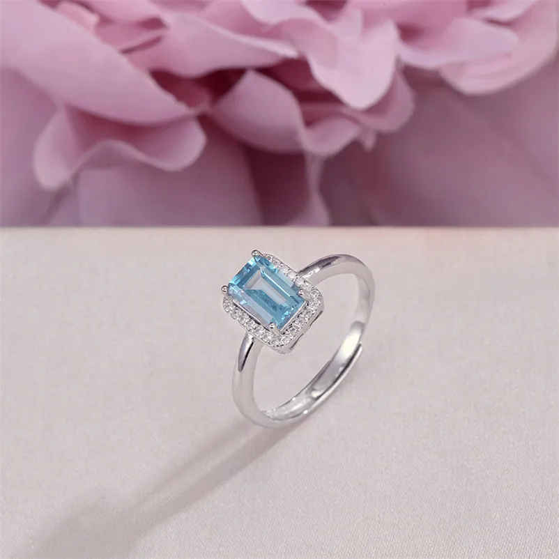 100% Натуральный топаз кольца для Для женщин Твердого 925 Silver Fine Jewelry 1ct синий