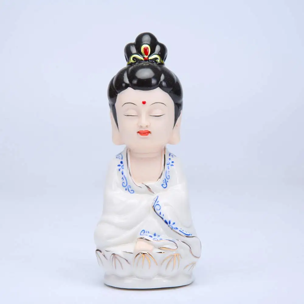 White Ceramic Little Cute Buddha Statue,Blessing Furnishings,Buddha Statue Sculptures Amitabha,Craft decorations,Home decor