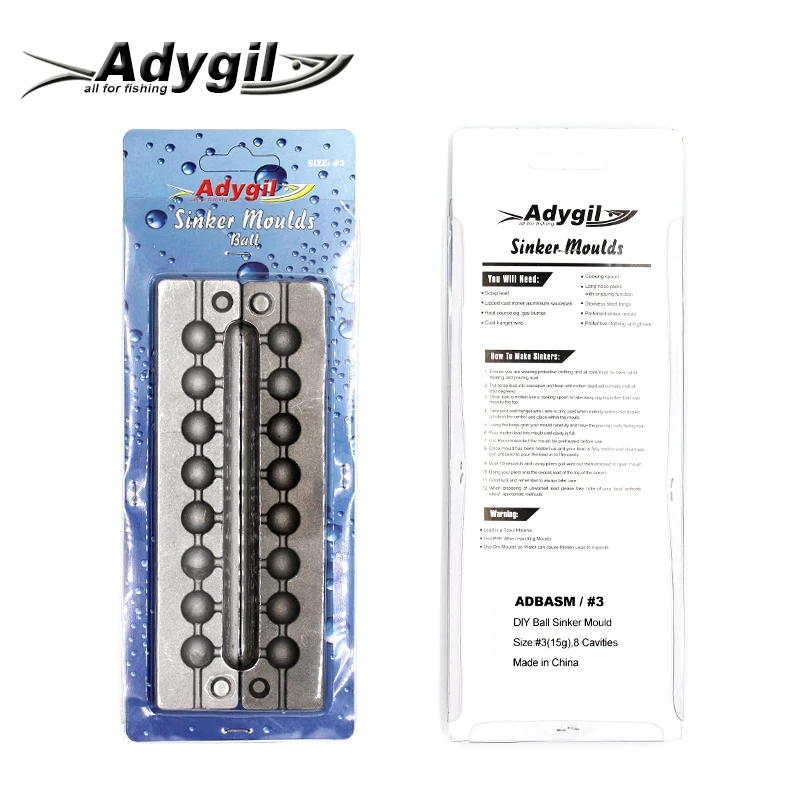 Adygil DIY рыболовный шар грузило прессформы ADBASM/#3 шариковый грузило 15 г 8 полостей