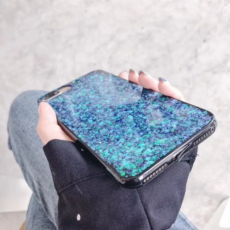 VANFOO LUXURY Allochroic Glitter Case For iPhone X 7 8 Plus 6 6s Green Blue Color Soft Epoxy Bling Paillette TPU Back Cover |